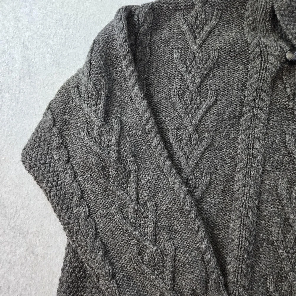 SAOI Sweater Mens M Gray Collared Cable-Knit‎ Pullover Heavyweight Wool Pockets